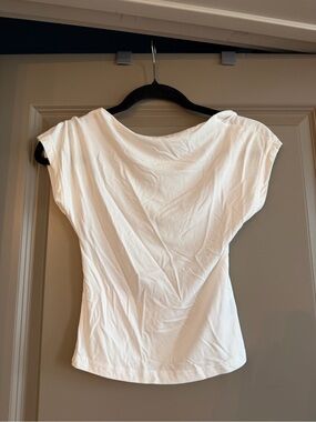 Women's White Cap-Sleeve, Open back Tee